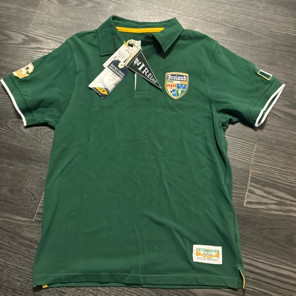 NWT🇮🇪 Retro Irish Heritage Collection Rugby Polo Shirt Mens Size M🇮🇪Z-1